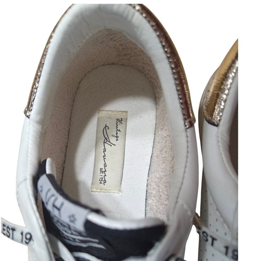 Vintage Havana Est 1954 Gadol White Black Star Leather Sneakers Women Size 8 - Picture 6 of 7